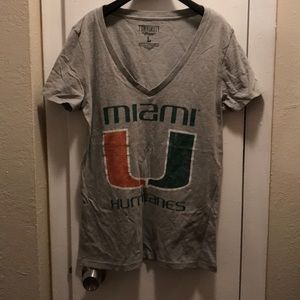 Ladies Large Miami Hurricanes V-neck shirt